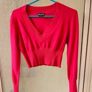 Wet seal Red sweater crop top long sleeve L Large